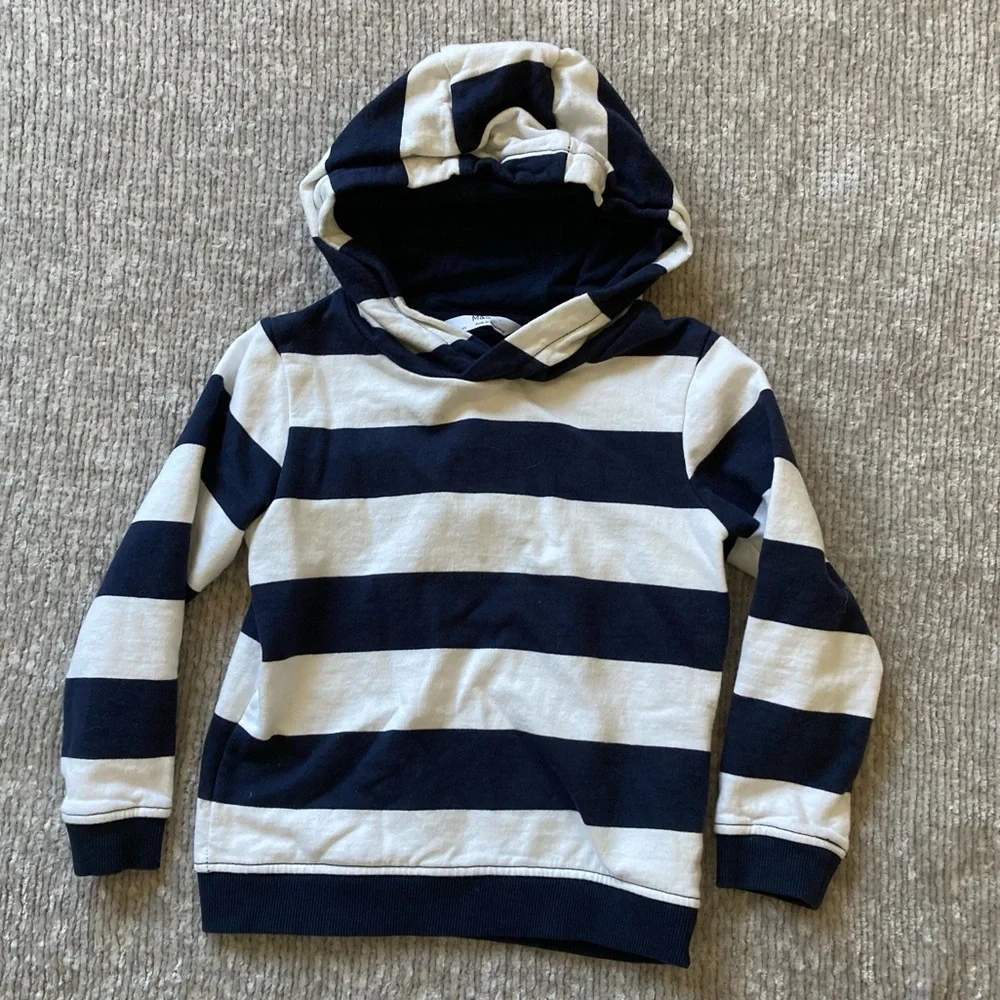 M & S Classic‎ Striped Hoodie 3-4 Years Zip-up Sweatshirt Coastal Unisex